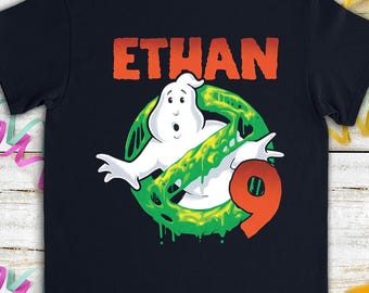 Ghostbusters Birthday Shirt, Funny Ghost Cartoon Kids Toddler Birthday T-shirt, Custom Personalized Birthday Gift For Son Daughter