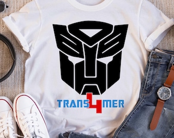 Transformers Birthday Shirt, Funny Transformer Face Logo Robot Kids Toddler 4th Birthday Tshirt, Custom Personalized Birthday Gift For Son