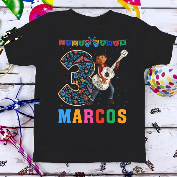 Disney Animated Coco Birthday T-Shirt, Mexican Custom Personalized Boy Girl Birthday Shirt, Kids Toddler Birthday Gift For Son Daughter