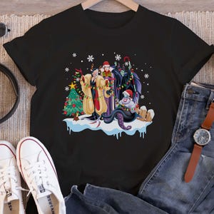 Disney Villains Squad Characters Christmas Light Shirt, Evil Queen, Maleficent, Ursula, Disneyland Vacation Holiday Family Party Xmas Gift