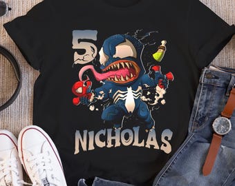 Venom Alien Superhero Birthday Shirt, Kids Toddler Birthday T-shirt, Custom Personalized Birthday Gift For Son Daughter