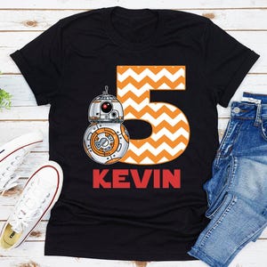 Star Wars Droid BB-8 Birthday T-Shirt, Disney Jedi Custom Personalized Boy Girl Birthday Shirt, Kids Toddler Birthday Gift For Son Daughter