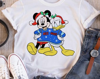 Disney Santa Mickey And Donald Nice Or Naughty Kid Christmas Shirt, Mickey's Very Merry Christmas Party Shirt, Special Holiday Friends Gift