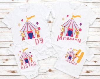 Family Matching Circus Birthday T-Shirt, Clown Animal Stage Performer Custom Personalized Boy Girl Shirt, Birthday Gift For Kids Toddler