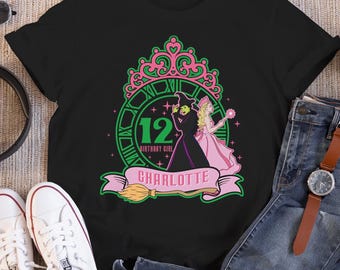 Camiseta de cumpleaños personalizada "Witch Changed for Good", camiseta de cumpleaños de niña rosa y verde bruja, regalo de cumpleaños personalizado para niños, hijo e hija.