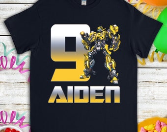 Transformers Bumblebee  Birthday Shirt, Funny Robot Kids Toddler Birthday Tshirt, Custom Personalized Birthday Gift For Son Daughter