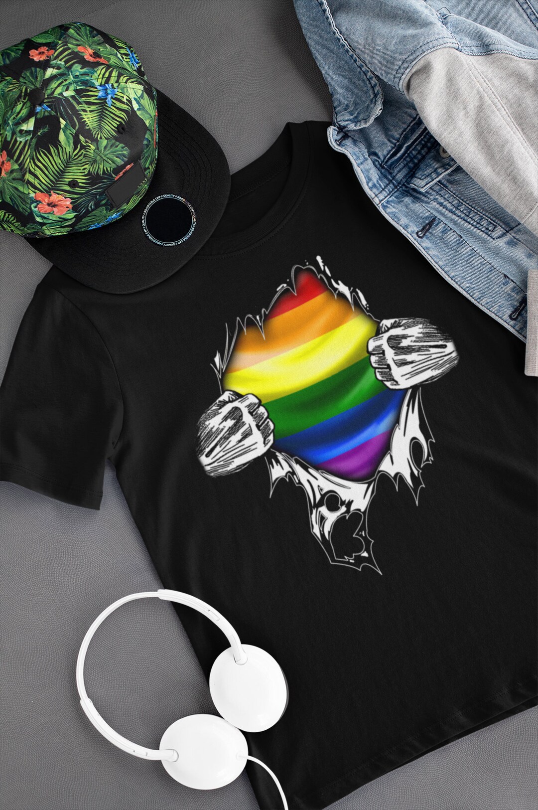 Superhero Ripping T Shirt LGBT Gay Pride Awareness Month Superhero Ripping T Shirt LGBT Gay Pride Awareness Month