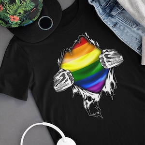 Superhero Ripping T Shirt LGBT Gay Pride Awareness Month Superhero Ripping T Shirt LGBT Gay Pride Awareness Month
