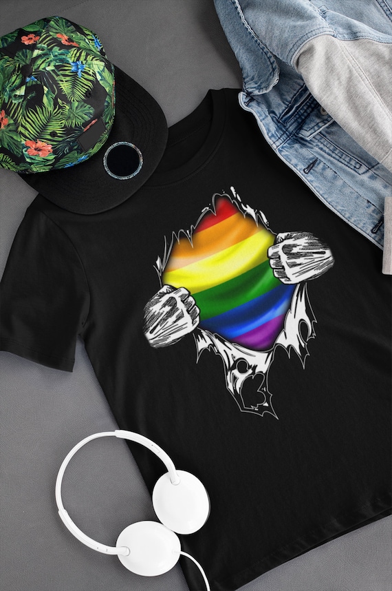 Superhero Ripping T Shirt LGBT Gay Pride Awareness Month Superhero Ripping T Shirt LGBT Gay Pride Awareness Month