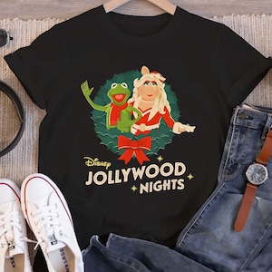 Muppets Christmas Kermit Frog And Miss Piggy T-shirt, Disney Jollywood Nights Shirt, Mickey's Very Merry Christmas, Disneyland Family Trip