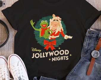 Muppets Christmas Kermit Frog And Miss Piggy T-shirt, Disney Jollywood Nights Shirt, Mickey's Very Merry Christmas, Disneyland Family Trip