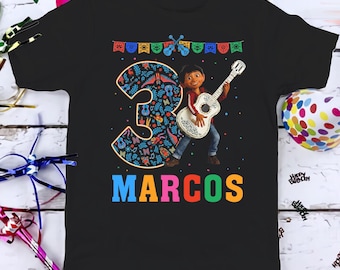 Disney Animated Coco Birthday T-Shirt, Mexican Custom Personalized Boy Girl Birthday Shirt, Kids Toddler Birthday Gift For Son Daughter