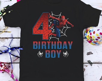 Avengers Spider-man Birthday T-Shirt, Superhero Custom Personalized Boy Girl Birthday Shirt, Kids Toddler Birthday Gift For Son Daughter