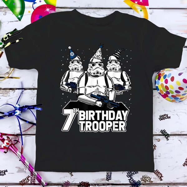 Birthday Storm Trooper Star Wars  Birthday T-Shirt, Custom Personalized Cartoon Birthday Shirt, Kids Toddler Birthday Gift For Son Daughter