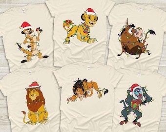 Disney The Lion King & Friends Christmas Lights Matching Shirt, Comfort Color, Personalized Disney Family Xmas Tee, Family Matching Shirt