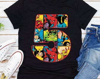 Avengers Birthday T-Shirt, Superhero Marvel Comics Custom Personalized Boy Girl Birthday Shirt, Kids Toddler Birthday Gift