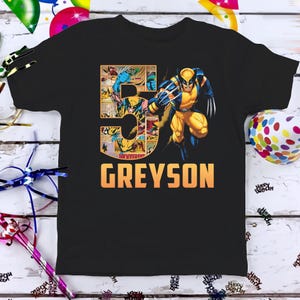 X-men Wolverine Birthday T-Shirt, Custom Personalized Boy Girl Cartoon Birthday Shirt, Kids Toddler Birthday Gift For Son Daughter
