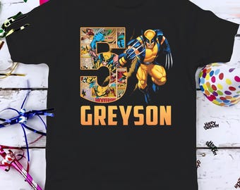 X-men Wolverine Birthday T-Shirt, Custom Personalized Boy Girl Cartoon Birthday Shirt, Kids Toddler Birthday Gift For Son Daughter