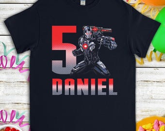 Iron Man Superhero Birthday Shirt, Custom Personalized Birthday Gift, Kids Toddler Birthday T-shirt, Birthday Gift For Son Daughter