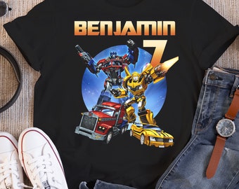 Transformers Birthday Shirt, Funny Optimus Prime Robot Kids Toddler Birthday Tshirt, Custom Personalized Birthday Gift For Son Daughter