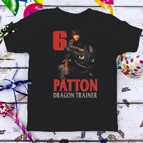 Dragon Trainer Birthday T-Shirt, Train A Dragon Custom Personalized Boy Girl Birthday Shirt, Kids Toddler Birthday Gift For Son Daughter