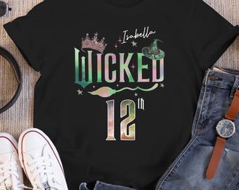Personalized Wicked Birthday T-Shirt, Changed for Good, Witch Pink and Green Girl Birthday Shirt, Custom Kids Birthday Gift For Son Daughter