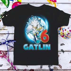 Sonic Silver The Hedgehog Birthday T-Shirt, Custom Personalized Boy Girl Cartoon Birthday Shirt, Kids Toddler Birthday Gift For Son Daughter