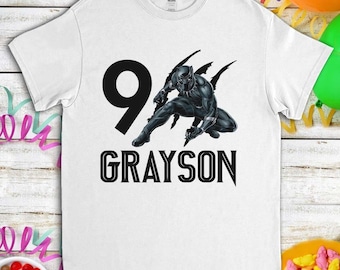 Black Panther Superhero Birthday Shirt, Funny Marvel Hero Kids Toddler Birthday T-shirt, Custom Personalized Birthday Gift For Son Daughter
