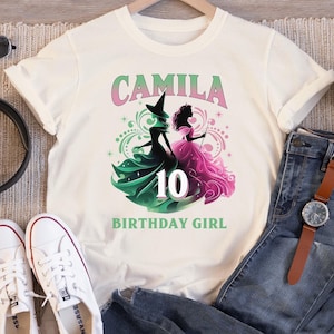 T-shirt d'anniversaire méchant personnalisé, changé pour de bon, chemise d'anniversaire fille sorcière rose et verte, cadeau d'anniversaire enfant personnalisé pour fils et fille