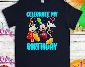Disney Mickey Mouse Birthday Shirt, Funny Cartoon Kids Toddler Birthday T-shirt, Custom Personalized Birthday Gift For Son Daughter