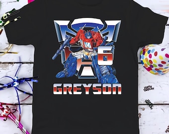 Transformers Birthday Shirt, Funny Optimus Prime Robot Kids Toddler Birthday Tshirt, Custom Personalized Birthday Gift For Son Daughter