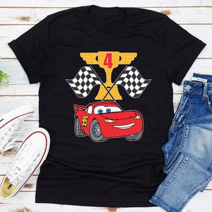 Disney Cars Lightning McQueen Birthday T-Shirt, Magic Kingdom Trip Custom Personalized Boy Girl Birthday Shirt, Kids Toddler Birthday Gift image 1