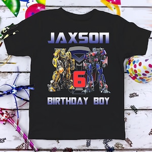 Transformers Birthday Shirt, Funny Optimus Prime Robot Kids Toddler Birthday Tshirt, Custom Personalized Birthday Gift For Son Daughter