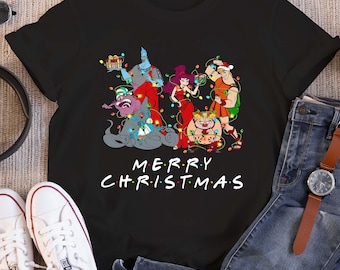 Camiseta navideña con luces de Disney Hércules, Hades, Megara y Phil Squad, camiseta de Mickey's Very Merry Xmas Party, regalo familiar para vacaciones de héroes en Disneyland