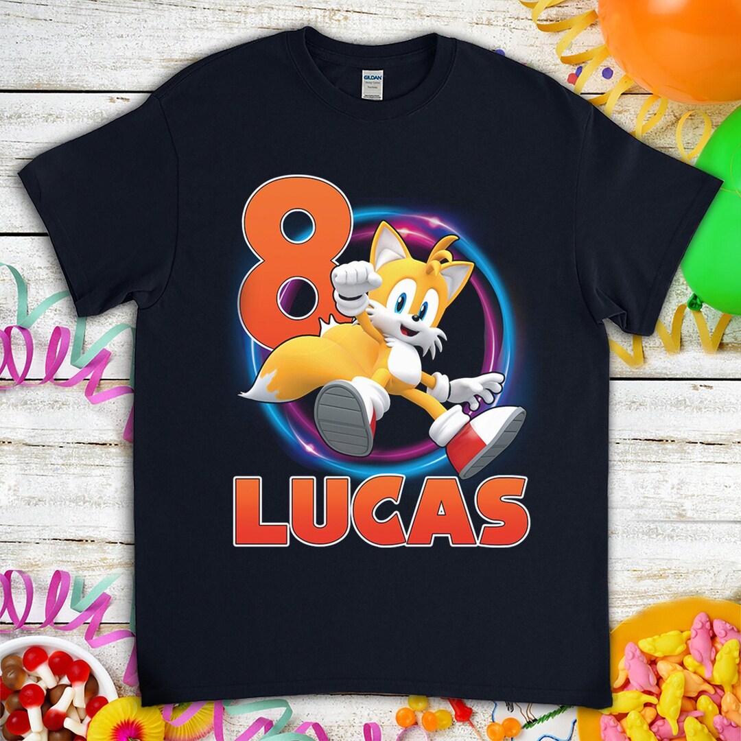 Sonic Tails the Hedgehog Birthday T-shirt, Custom Personalized
