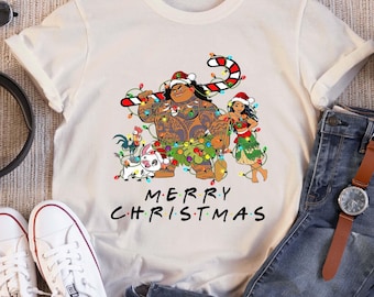 Disney Merry Christmas Moana Pua Hei Hei Maui Christmas Light T-Shirt, Moana's Very Merry Xmas Party Tee, Disneyland Vacation Holiday Gift