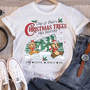 Disney Chip And Dale's Christmas Trees Free Delivery Christmas Funny Shirt, Chip N Dale Christmas Shirt, Magical Kingdom Chip N Dale Present image 1