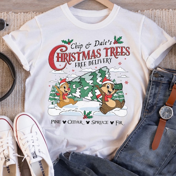 Disney Chip And Dale's Christmas Trees Free Delivery Christmas Funny Shirt, Chip N Dale Christmas Shirt, Magical Kingdom Chip N Dale Present