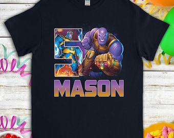 Thanos Supervillain Birthday Shirt, Custom Personalized Birthday Gift, Kids Toddler Birthday T-shirt, Birthday Gift For Son Daughter