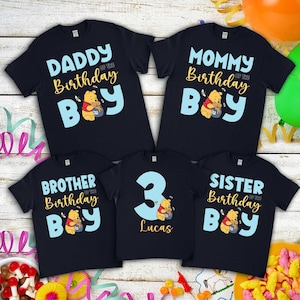 Disney Winnie The Pooh Family Matching Birthday T-Shirt, Funny Classic Cartoon Custom Personalized Boy Girl Kids Toddler Birthday Shirt Gift