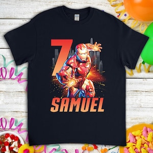 Avenger Iron Man Superhero Birthday Shirt, Custom Personalized Birthday Gift, Kids Toddler Birthday T-shirt, Birthday Gift For Son Daughter