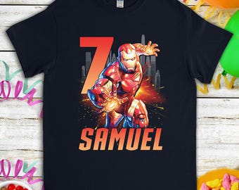 Avenger Iron Man Superhero Birthday Shirt, Custom Personalized Birthday Gift, Kids Toddler Birthday T-shirt, Birthday Gift For Son Daughter