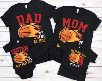 Family Matching Basketball Birthday T-Shirt,  Basketball Fan Sport Lover Custom Personalized Boy Girl Kids Toddler Birthday Shirt Gift