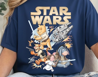 Winnie The Pooh Star Wars Shirt, Funny Pooh Mashup Tee, Cute Pooh Bear Jedi T-Shirt, May The Pooh Be With You