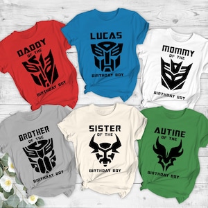 Transformers Birthday Shirt, Family Matching Optimus Prime Robot Kids Toddler Birthday Tshirt, Custom Personalized Birthday Gift For Son