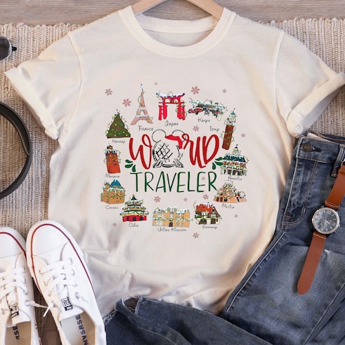 World Traveler Christmas Epcot Shirt, Disney World Shirt, Epcot Group Shirt, Disney Christmas Shirt, Mickey's Very Merry Christmas Tee