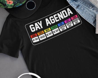 Gay Agenda Taco Tuesday T-Shirt | LGBT Gay Lesbian Pride Month Funny Rainbow TShirt | LGBTQ Awareness Gift Retro Vintage Tee Shirt