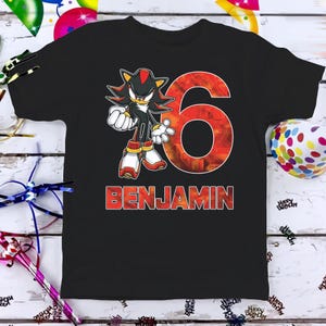 Sonic Shadow The Hedgehog Birthday T-Shirt, Custom Personalized Boy Girl Cartoon Birthday Shirt, Kids Toddler Birthday Gift For Son Daughter