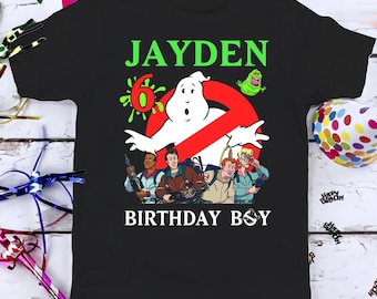 Ghostbusters Birthday Shirt, Funny Ghost Cartoon Kids Toddler Birthday T-shirt, Custom Personalized Birthday Gift For Son Daughter
