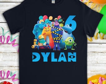 Camiseta de cumpleaños de Disney Monster Inc., divertida camiseta de cumpleaños para niños pequeños de Monster World, regalo de cumpleaños personalizado para hijo e hija.